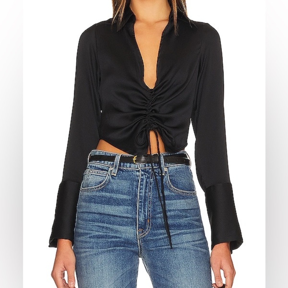Free People Aurora Black Long Sleeve Blouse